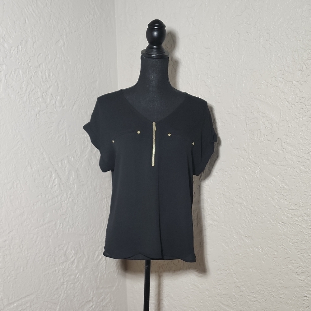 Black Women's Top with Gold Accents